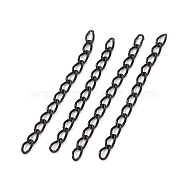 Ion Plating(IP) 304 Stainless Steel Curb Chains Extender, Electrophoresis Black, 25mm, Link: 3x1.6x0.4mm(STAS-WH0032-02A-EB)