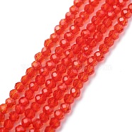 Electroplate Glass Beads Strands, Pearl Luster Plated, Faceted, Abacus, Red, 2x1.5~1.6mm, Hole: 0.8mm, about 235pcs/Strand, 14.17 inch(36cm)(GLAA-F079-A-02)
