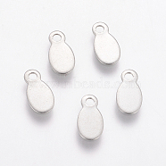 201 Stainless Steel Charms, Oval, Stamping Blank Tag, Stainless Steel Color, 10.5x5.5x0.5mm, Hole: 1.5mm(STAS-F039-07-P)
