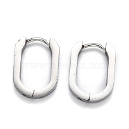 304 Stainless Steel Huggie Hoop Earrings, Oval, Stainless Steel Color, 17x12.5x3mm, Pin: 1mm(STAS-J033-11B-P)