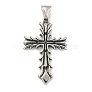 316 Surgical Stainless Steel Pendants Rhinestone Setting, Cross, Antique Silver, 45.5x28.5x3mm, Hole: 4x8.5mm(STAS-E212-111AS)