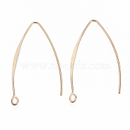 Brass Earring Hooks, with Horizontal Loop, Nickel Free, Real 18K Gold Plated, 43mm, Hole: 1.8mm, 18 Gauge, Pin: 1mm(KK-N231-07-NF)