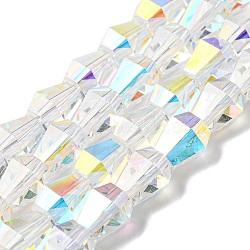 Electroplate Glass Beads Strands, AB Color, Faceted, Teardrop, Clear AB, 8.5x8x7mm, Hole: 1.2mm, about 47pcs/strand, 15.55 inch(39.5cm)(EGLA-C003-06)
