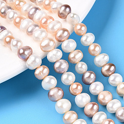 Natural Cultured Freshwater Pearl Beads Strands, Round, PeachPuff, 7~8mm, Hole: 0.8mm, about 56~57pcs/strand, 14.96 inch(38cm)(PEAR-N013-07F-01)