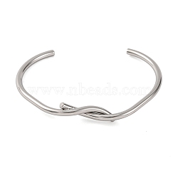 304 Stainless Steel Cuff Bangles for Women, Twist, Stainless Steel Color, 1/4 inch(0.6cm), Inner Diameter: 2-3/8 inch(6cm)(BJEW-D048-08P)