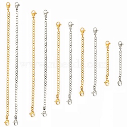 10 Strands 10 Style 304 Stainless Steel Chain Extender, with Curb Chains and Lobster Claw Clasps, Golden & Stainless Steel Color, 1strand/style(STAS-SZ0001-64)