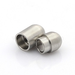 304 Stainless Steel Matte Surface Magnetic Clasps with Glue-in Ends, Barrel, Stainless Steel Color, 17x8mm, Hole: 4mm(STAS-O042-C-24)