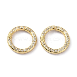 Eco-Friendly Brass Micro Pave Clear Cubic Zirconia Twister Clasps, Ring, Real 18K Gold Plated, 15.5x15.5x3.5mm(ZIRC-C024-31G)