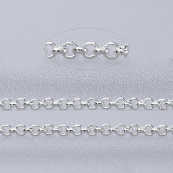 Brass Rolo Chains, Belcher Chains, Soldered, Long-Lasting Plated, Cadmium Free & Lead Free, Silver Color Plated, 1x0.4mm(X-CHC-S008-002I-S)