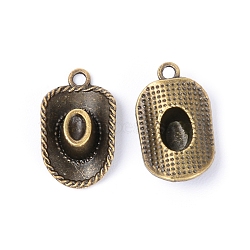 Zinc Alloy Pendants, Cadmium Free & Lead Free, Hat, Antique Bronze, 22x13.5x6mm, Hole: 2mm(PALLOY-TAC0023-04AB-RS)