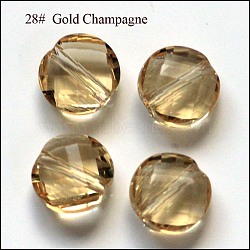 Imitation Austrian Crystal Beads, Grade AAA, Faceted, Flat Round, Gold, 10x5mm, Hole: 0.9~1mm(SWAR-F057-10mm-28)
