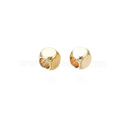 Brass Beads, Dice, Real 18K Gold Plated, 2.5x2.5x2.5mm, Hole: 1.6mm(KK-N231-286)