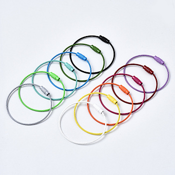 Spray Painted 201 Stainless Steel Wire Cable Keychains, Key Rings for Outdoor, Hanging Luggage Tags, Keys and ID Tag Keepers, Mixed Color, Inner Diameter: 4.5x4.8cm
