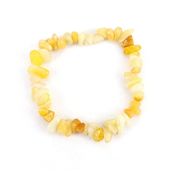 Natural Yellow Jade Chips Beaded Stretch Bracelet for Women, 6-3/4~8-5/8 inch(17~22cm)