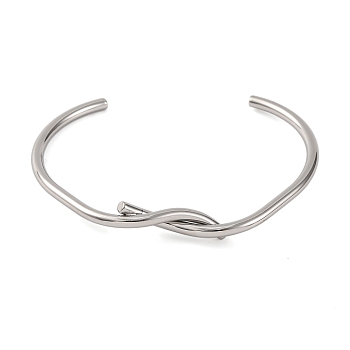 304 Stainless Steel Cuff Bangles for Women, Twist, Stainless Steel Color, 1/4 inch(0.6cm), Inner Diameter: 2-3/8 inch(6cm)