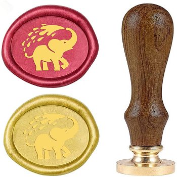 DIY Wood Wax Seal Stamp, Elephant Pattern, 83x22mm, Head: 7.5mm, Stamps: 25x14.5mm