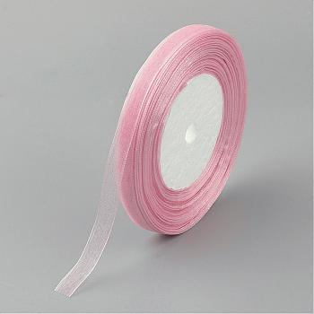 Sheer Organza Ribbon, Wide Ribbon for Wedding Decorative, Pale Violet Red, 2 inch(50mm), 50yards/roll(45.72m/roll), 4 rolls/group, 200 yards/group(182.88m/group)