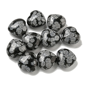 Natural Snowflake Obsidian Beads, Half Drilled, Heart, 15.5x15.5x8mm, Hole: 1mm