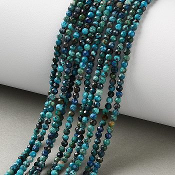 Natural Chrysocolla Beads Strands, Faceted, Round, Grade AA, 2~2.5mm, Hole: 0.5mm, about 195pcs/strand, 15.35''(39cm)