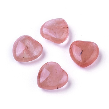 Cherry Quartz Glass Beads, No Hole/Undrilled, Heart, 25x25x12~12.5mm