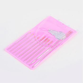 Iron Needles, with Sewing Needle Devices Threader, Pink, 51~75x0.8~1mm