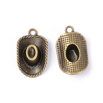 Zinc Alloy Pendants, Cadmium Free & Lead Free, Hat, Antique Bronze, 22x13.5x6mm, Hole: 2mm