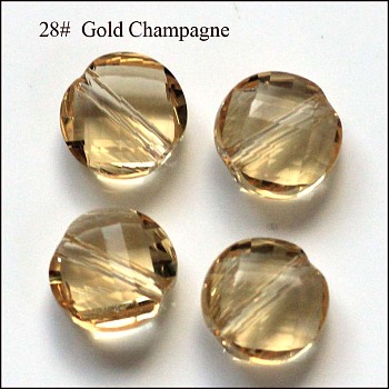 Imitation Austrian Crystal Beads, Grade AAA, Faceted, Flat Round, Gold, 10x5mm, Hole: 0.9~1mm