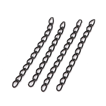 Ion Plating(IP) 304 Stainless Steel Curb Chains Extender, Electrophoresis Black, 25mm, Link: 3x1.6x0.4mm