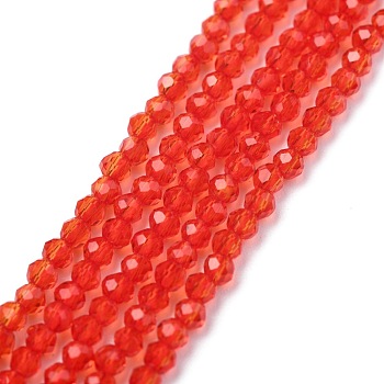 Electroplate Glass Beads Strands, Pearl Luster Plated, Faceted, Abacus, Red, 2x1.5~1.6mm, Hole: 0.8mm, about 235pcs/Strand, 14.17 inch(36cm)