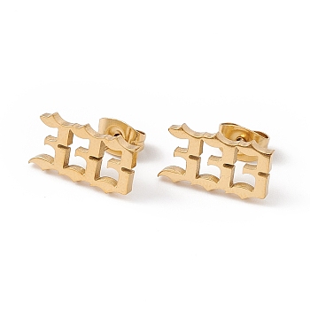 Angel Number Earrings, 304 Stainless Steel Stud Earrings for Women, Num.3, 7.5x13.5mm, Pin: 0.7mm