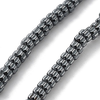 Synthetic Non-Magnetic Hematite Beads Strands, Wheel, 5x3mm, Hole: 2.2mm, about 129pcs/strand, 15.75 inch(40cm)