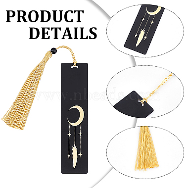 Elite 4Pcs 2 Style Brass or Stainless Steel Bookmarks(AJEW-PH0004-65)-5