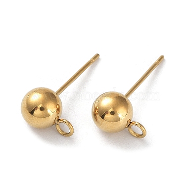 Real 18K Gold Plated Round 304 Stainless Steel Stud Earring Findings