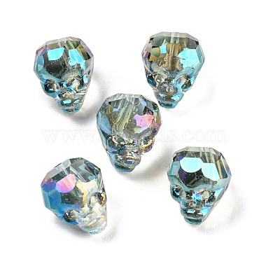 Cyan Skull Lampwork Beads