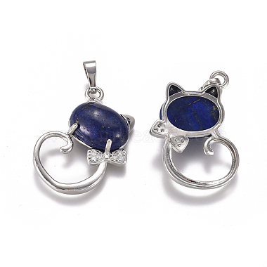 Pendentifs chaton lapis lazuli naturel(G-L512-R01)-2
