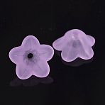 Transparent Acrylic Beads, Frosted, Flower, Violet, 13x7mm, Hole: 1mm, about 1865pcs/500g(PL560-4)