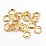 90pcs Golden Color Brass Open Jump Rings, Round, Cadmium Free & Lead Free, 18 Gauge, 6x1mm, Inner Diameter: 4mm, about 90pcs/10g(X-JRC6MM-G)