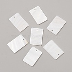 Natural Freshwater Shell Pendants, Ractangle Charms, White, 30x20x1.7mm, Hole: 1.6mm(SHEL-TAC0001-03)