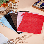 5Pcs 5 Colors Rectangle Polyester Imitation Burlap Packing Pouches Drawstring Bags, for Christmas, Wedding Party and DIY Craft Packing, Mixed Color, 18x13cm, 1pc/color(ABAG-LP0001-65A)