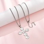 Religion 304 Stainless Steel Saint Benedict Cross Pendant Twisted Chain Necklaces for Men Women, Tarnish Free, Stainless Steel Color, 17.80 inch(45.2cm)(NJEW-Z119-02P)