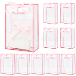 12Pcs Rectangle Plastic Gift Bags, Candy Tote for Birthday, Wedding, with 23M Stain Ribbon, Pink, 26x18x0.2cm(ABAG-SP0001-07A)