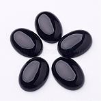 Natural Gemstone Cabochons, Dyed & Heated Black Agate, Oval, Black, 25x18x7mm(G-G082-18x25x7mm-2)