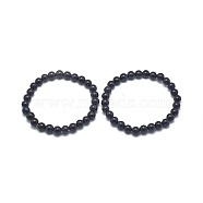 Synthetic Blue Goldstone Beads Stretch Bracelets, Round, 1-7/8 inch(4.8cm), Bead: 6mm(BJEW-G617-01A-02)