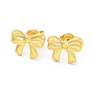 304 Stainless Steel Stud Earrings, Bowknot, Real 14K Gold Plated, 9x12.5mm(EJEW-M233-08G)