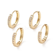 Clear Cubic Zirconia Huggie Hoop Earrings, Long-Lasting Plated Brass Jewelry for Women, Real 18K Gold Plated, 14x2mm, Pin: 1mm(EJEW-L231-41G-01)