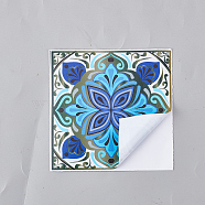10Pcs 10 Patterns Square Waterproof Self-Adhesive Backsplash Tile Stickers, Mandala Style Vinyl Wall Decals, for Bathroom & Kitchen Decoration, Deep Sky Blue, 100x100x0.3mm, 1pc/pattern(DIY-WH0399-05)