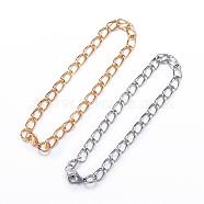 304 Stainless Steel Curb Chain Bracelets, with Lobster Claw Clasps, Mixed Color, 8-1/4 inch(210mm), 7mm(BJEW-P064-28)