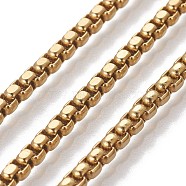 304 Stainless Steel Box Chains, Unwelded, Golden, 3x3x1.5~2mm(CHS-P007-32G-02)