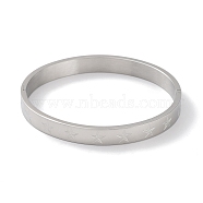 304 Stainless Steel Grooved Star Bangles, Stainless Steel Color, Inner Diameter: 2-1/8x2-1/2 inch(5.4x6.3cm)(BJEW-F464-14P)