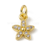Brass Micro Pave Cubic Zirconia Charms, with Jump Rings, Star Charm, Real 18K Gold Plated, 9.5x7.5x2mm, Hole: 2.7mm(ZIRC-F132-99G)